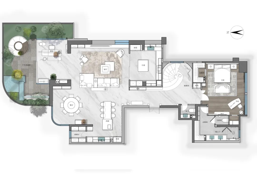 400㎡複式設計,400㎡,複式設計,現代風格複式設計,微水泥,住宅設計,複式設計案例,複式設計方案,成都七一森林複式自由生長的空中花園,成都,STUDIO.Y室內設計