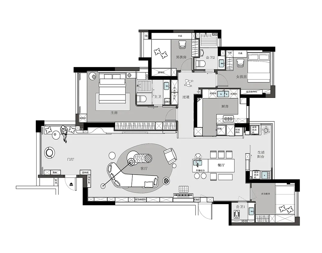 大平層設計,190㎡,大平層裝修,微水泥,大平層設計案例,大平層設計方案,現代風格大平層設計,廣東揭陽大平層框景如畫自然美學,廣東揭陽,積木空間設計
