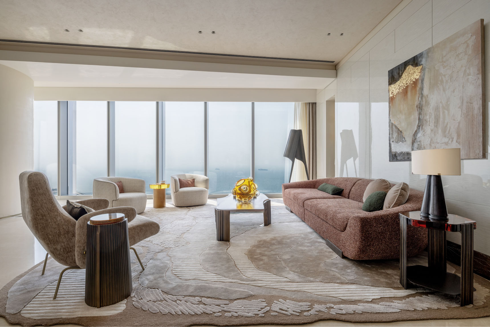 軟裝設計,樣板間設計,現代風格住宅設計,大平層,大平層設計案例,大平層設計方案,輕奢風樣板間,青島綠城深藍中心:自我定義超級生活方式,青島,OPS觀致設計