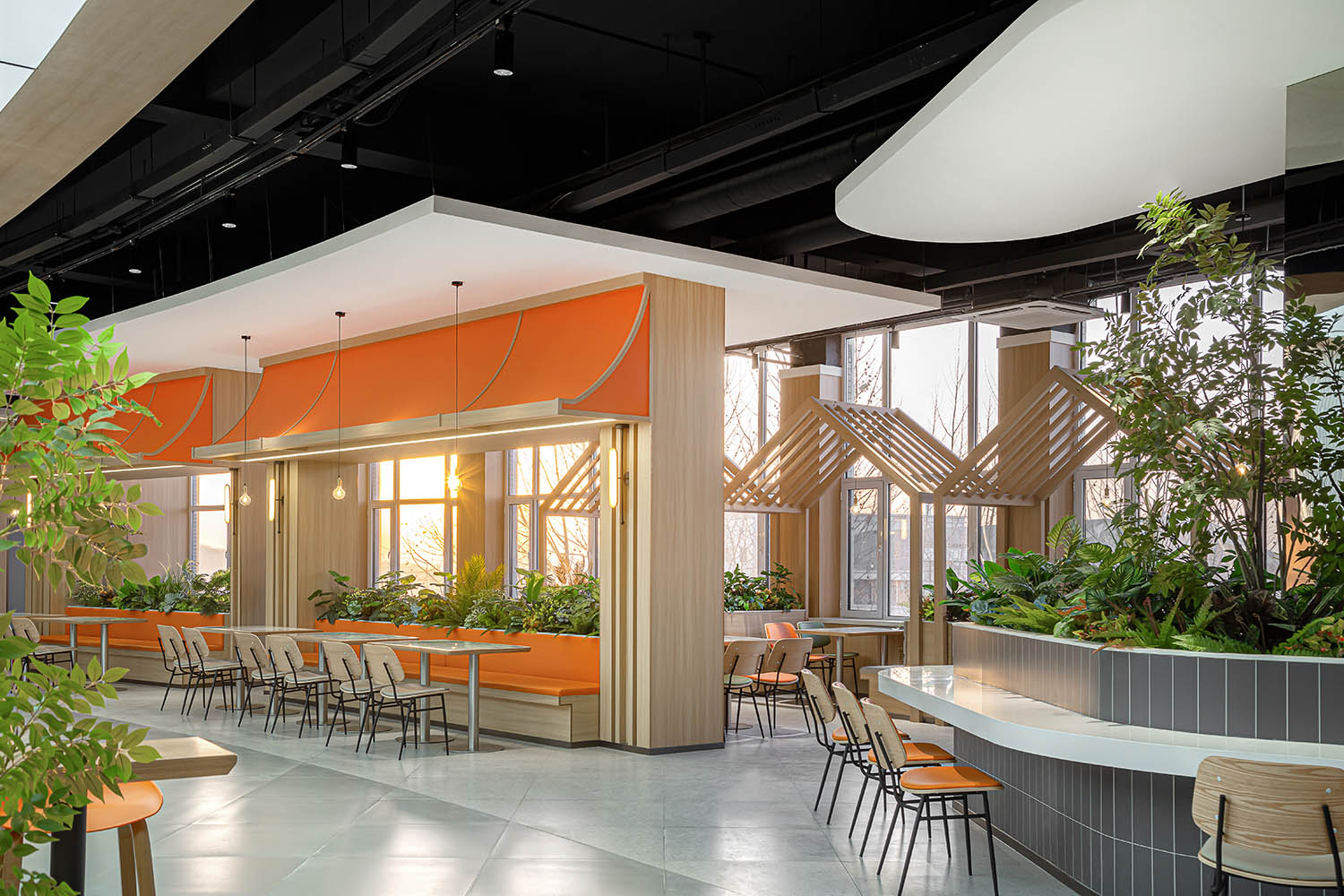 餐廳設計,休閑餐廳設計,餐廳設計案例,餐廳設計方案,校園餐廳設計,大學餐廳設計,大學餐廳,開放式餐廳,大連財經學院學生餐廳-多元共生的青年社區,大連,唯品空間設計