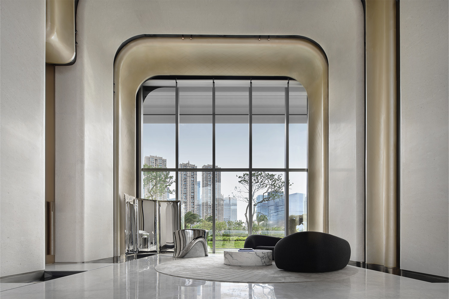 售樓處設計,營銷中心設計,售樓處設計案例,售樓處設計方案,大堂設計,售樓處軟裝設計,現代風格售樓處,保利售樓處,佛山,佛山保利·天瓚雙子塔首層大堂,ENJOYDESIGN燕語堂