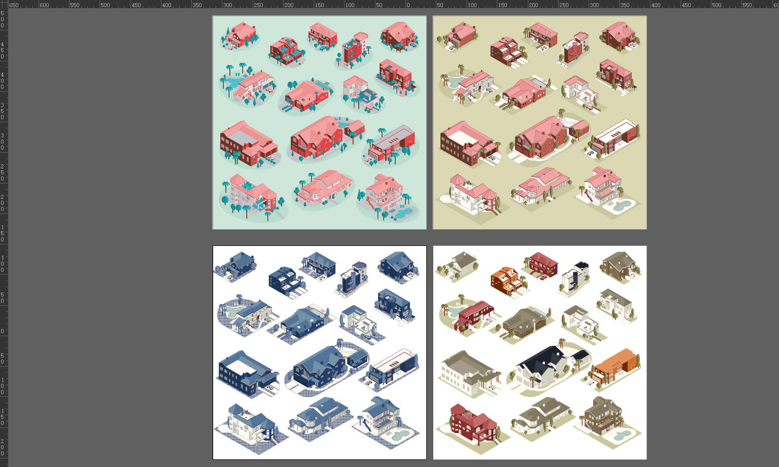 別墅,等軸測設計素材,別墅設計元素,集市模型,等軸測別墅,建築設計素材下載,別墅設計素材