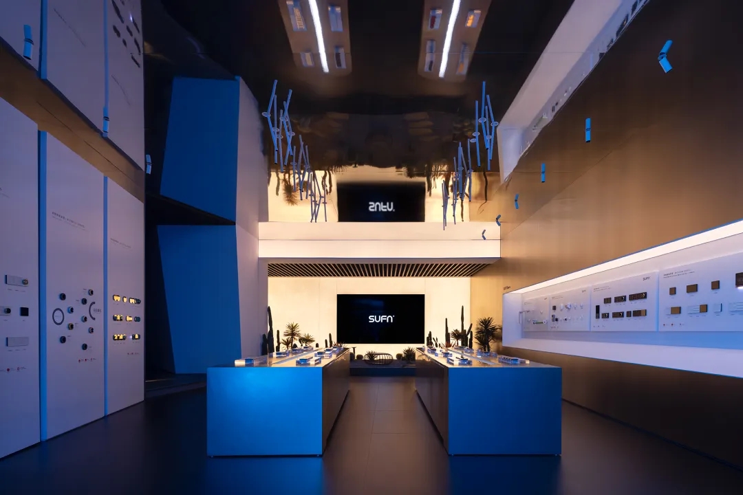 展廳設計,燈光展廳,材料展廳設計,企業展廳設計,展廳展覽空間,展廳設計案例,展廳設計方案,展廳裝修,智能家居體驗館,智能家居展廳,廣東中山SUFN三峰智能家居體驗館,廣東中山,新銳空間設計