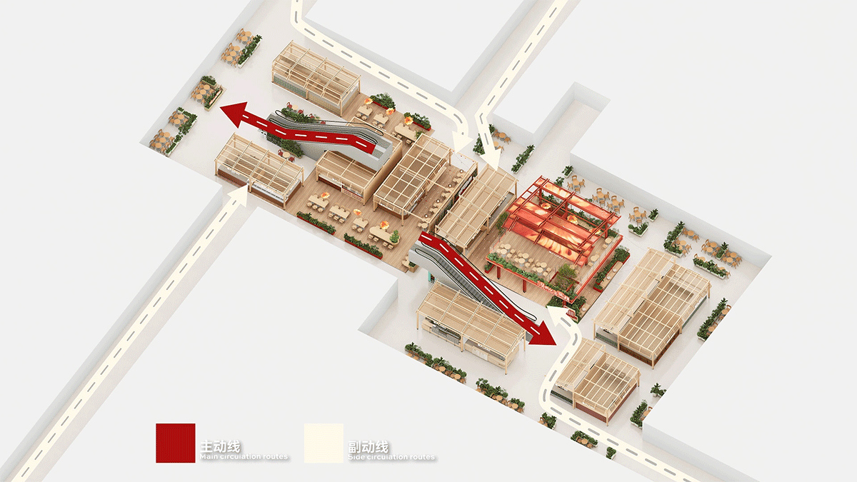 小吃街設計,商業街區設計,食集街區,美食街區設計,精武有食集,越秀武漢“精武有食集”：都會“簷下煙火”的模塊化表達,武漢,永創設計