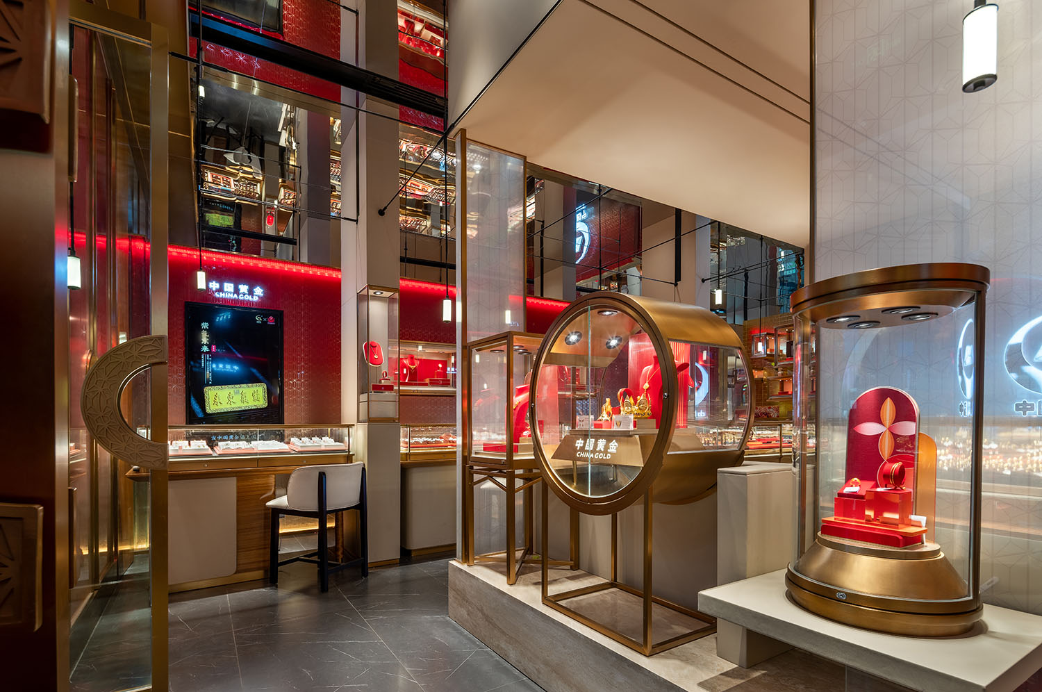 飾品店設計,珠寶店設計,黃金珠寶店,黃金零售店設計,珠寶零售店,零售店設計,零售店設計案例,零售店設計方案,中國黃金西寧海湖萬達店,西寧,佰第設計/李振興