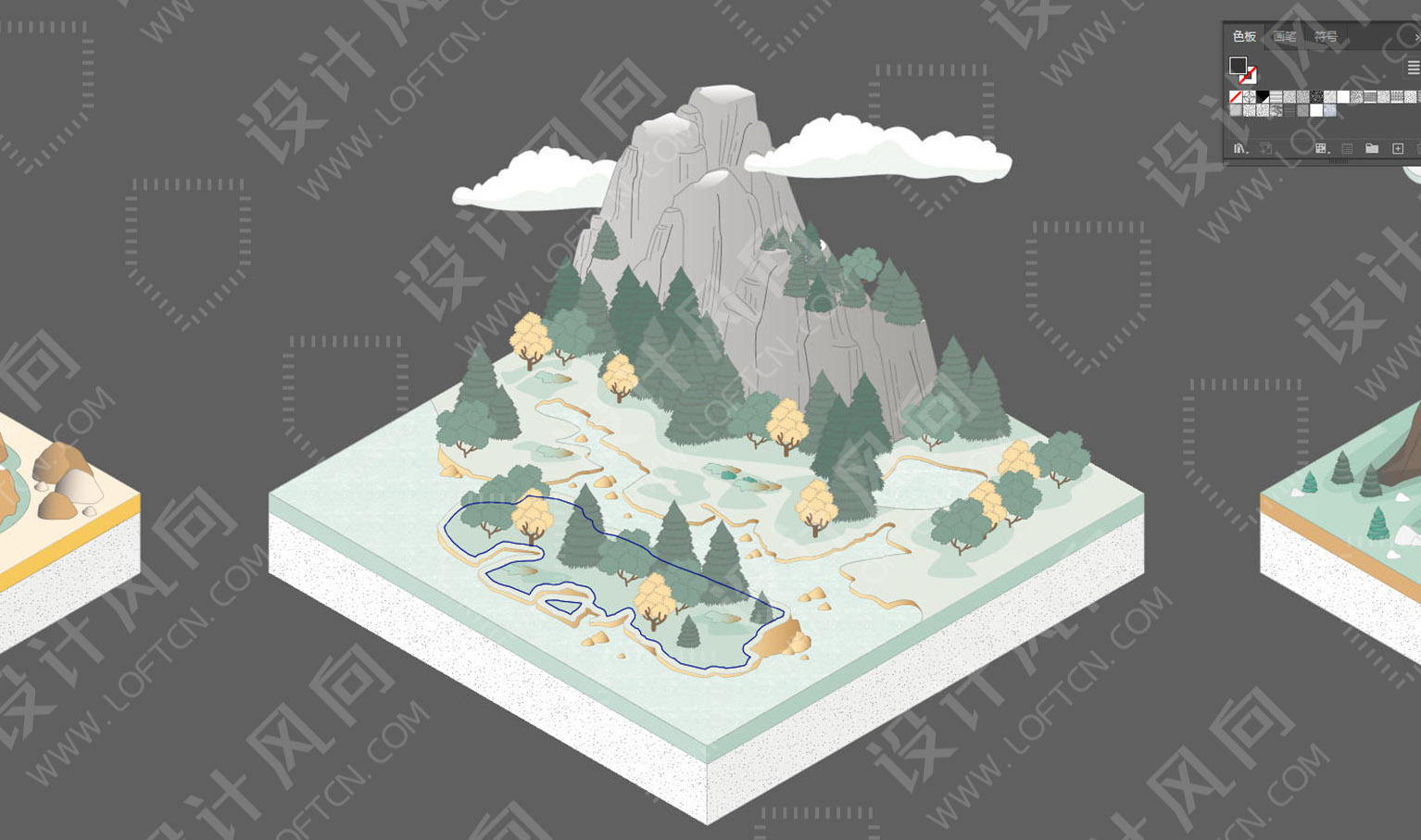 創意矢量圖集,等軸測設計素材,設計師必備創意素材,等軸測圖,設計素材,山景素材